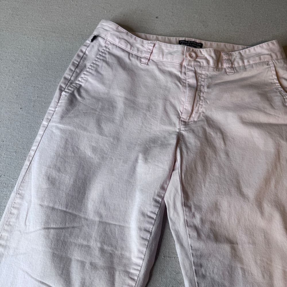 Polo Jeans Co Ralph Lauren Women Pink Straight Leg Cuffed Chino Pants Size 6